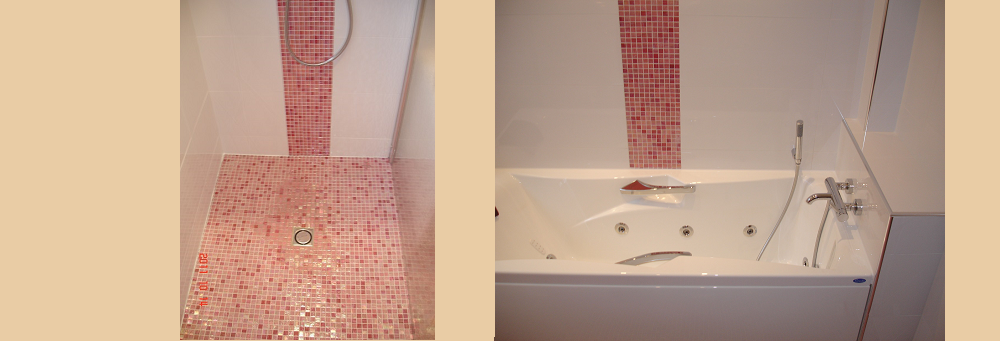 Douche à l'italienne et baignoire multi-jets
